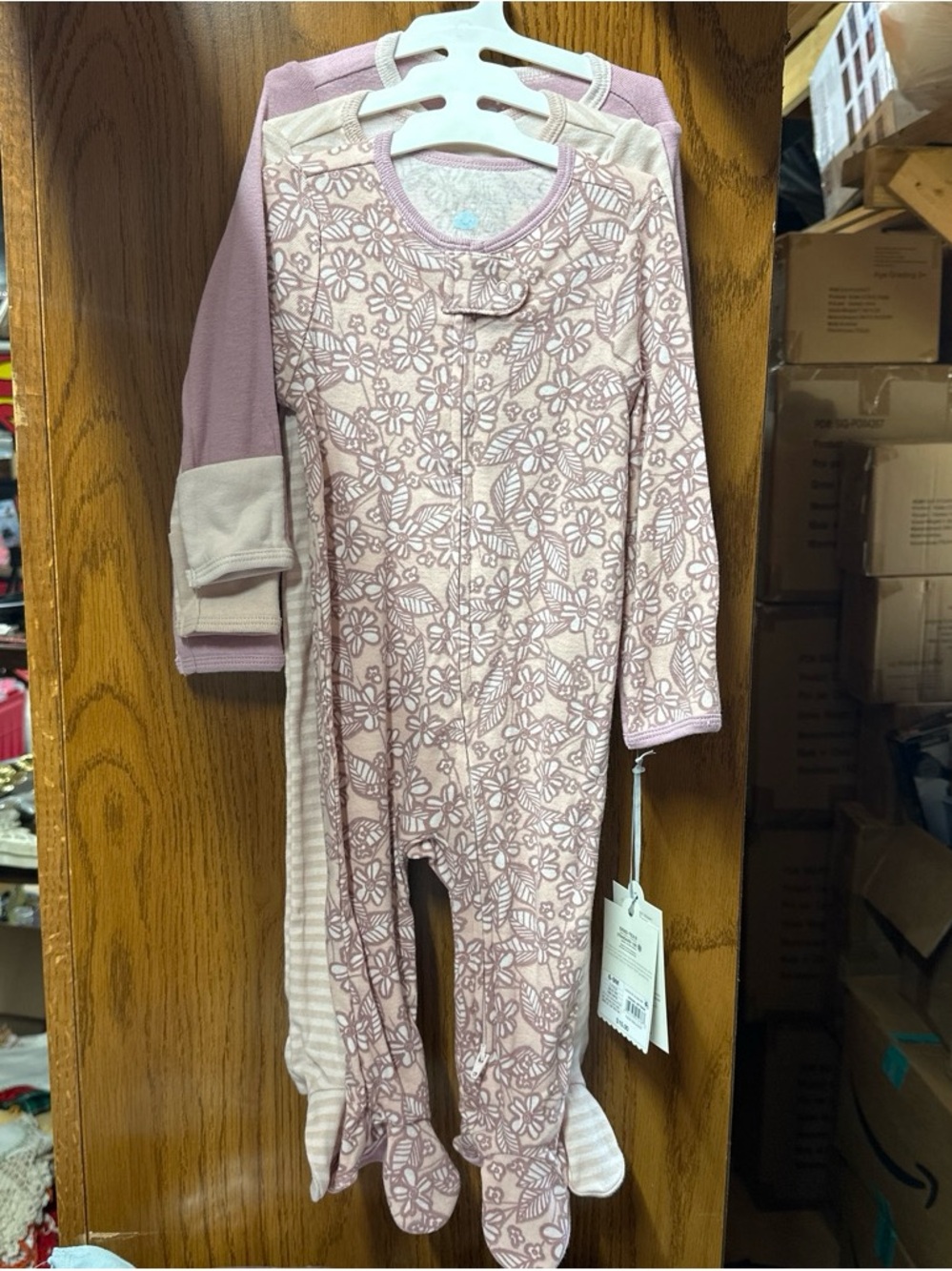 6-9mo 3-pack Girls' Pink Floral Footed Pajamas - Soft Long Sleeve Sleeper